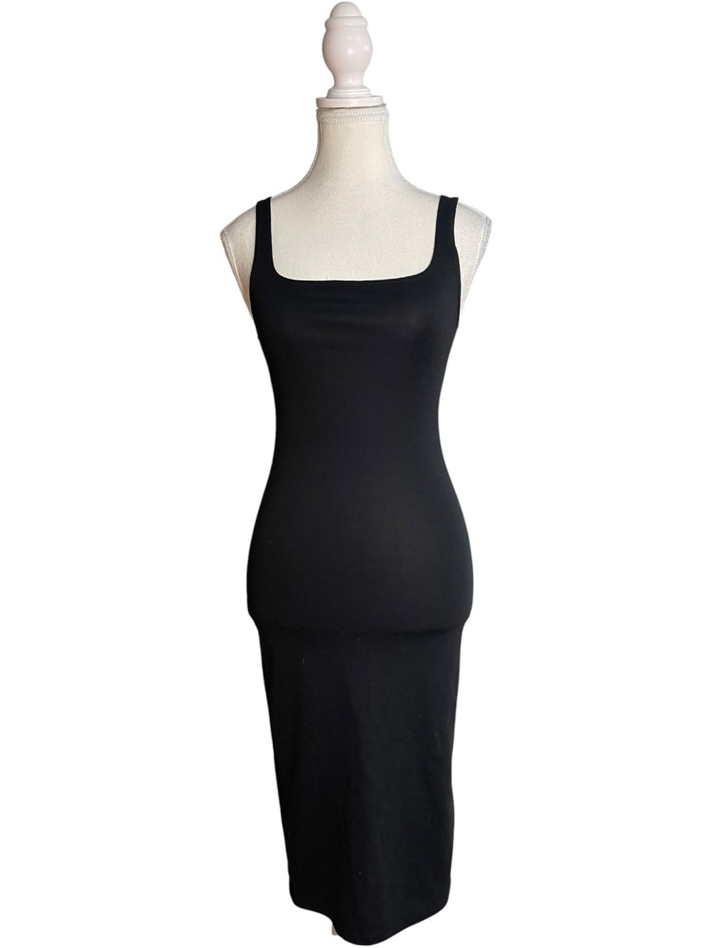 Zara Elastic Trim Midi Dress Black